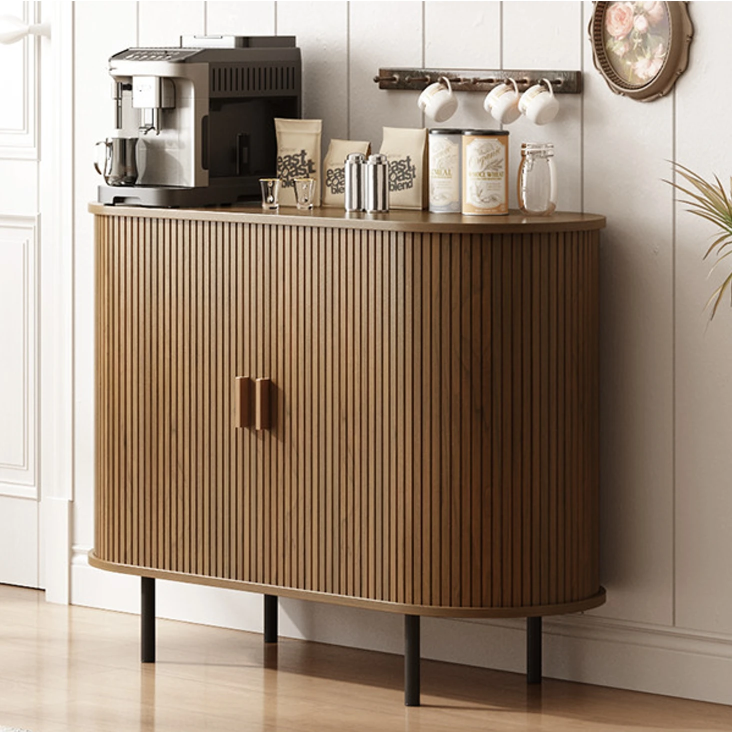 40" Sideboard Buffet Cabinet Storage Cabinet with Sliding Door Adjustable Shelf Modern Accent Coffee Bar Cabinet Console Table